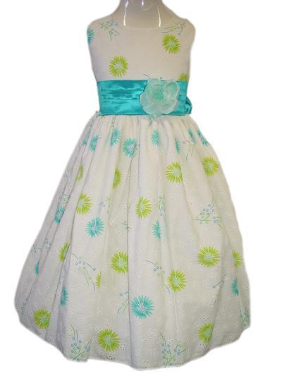 Turquoise Flower Special Occasion Dress - Click Image to Close