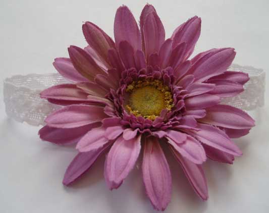 Gerbera Daisy on Stretch Lace Headband