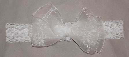 Organza Double Bow on Stretch Lace Headband