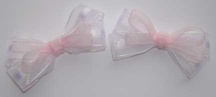 Iridescent and Organza Double Layer Baby Bow Pair Iridescent and Organza Double Layer Baby Bow Pair