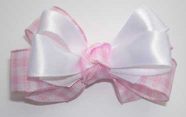 Sweet Gingham and Satin Double Bow - Click Image to Close