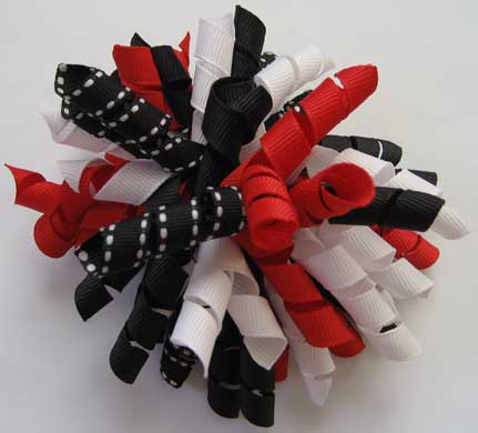 Red Black and White Korker Bow Pair - Click Image to Close
