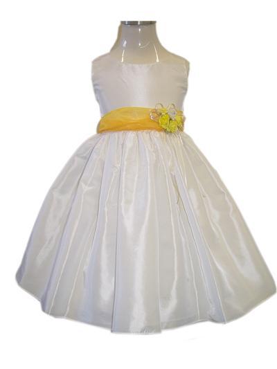 White/Yellow Flower Girl Party Dress - Click Image to Close