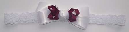 Double Satin Bow on an Infant Headband - Click Image to Close